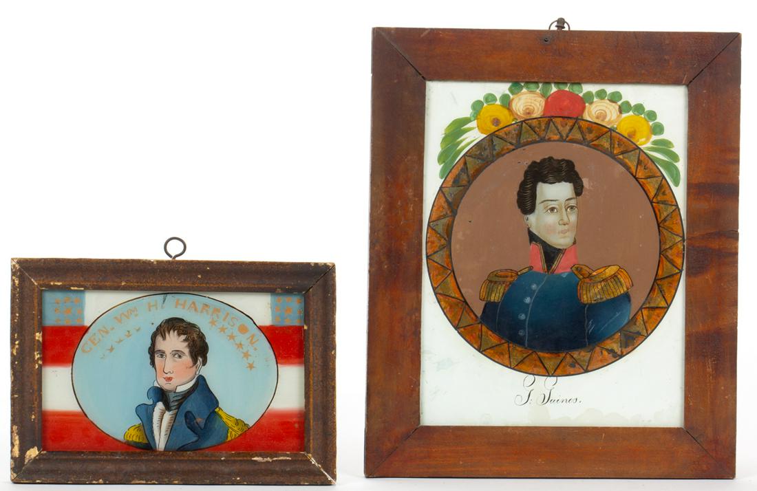 FOLK ART REVERSE-PAINTED AMERICAN HISTORICAL PORTRAITS, (1 of 3)