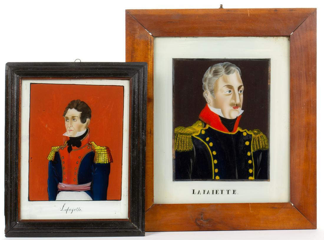 FOLK ART REVERSE-PAINTED HISTORICAL PORTRAITS OF (1 of 3)