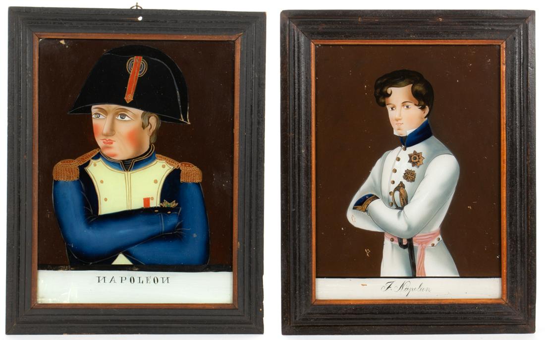 FOLK ART REVERSE-PAINTED HISTORICAL PORTRAITS, LOT OF (1 of 3)