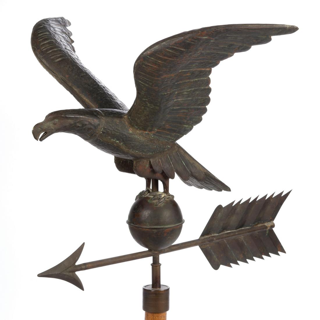 AMERICAN FOLK ART MOLDED-COPPER EAGLE WEATHERVANE (1 of 5)