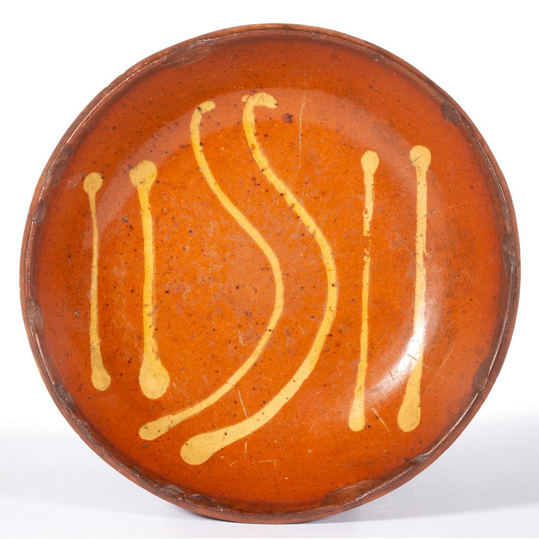 AMERICAN SLIP-DECORATED EARTHENWARE / REDWARE DISH (1 of 3)