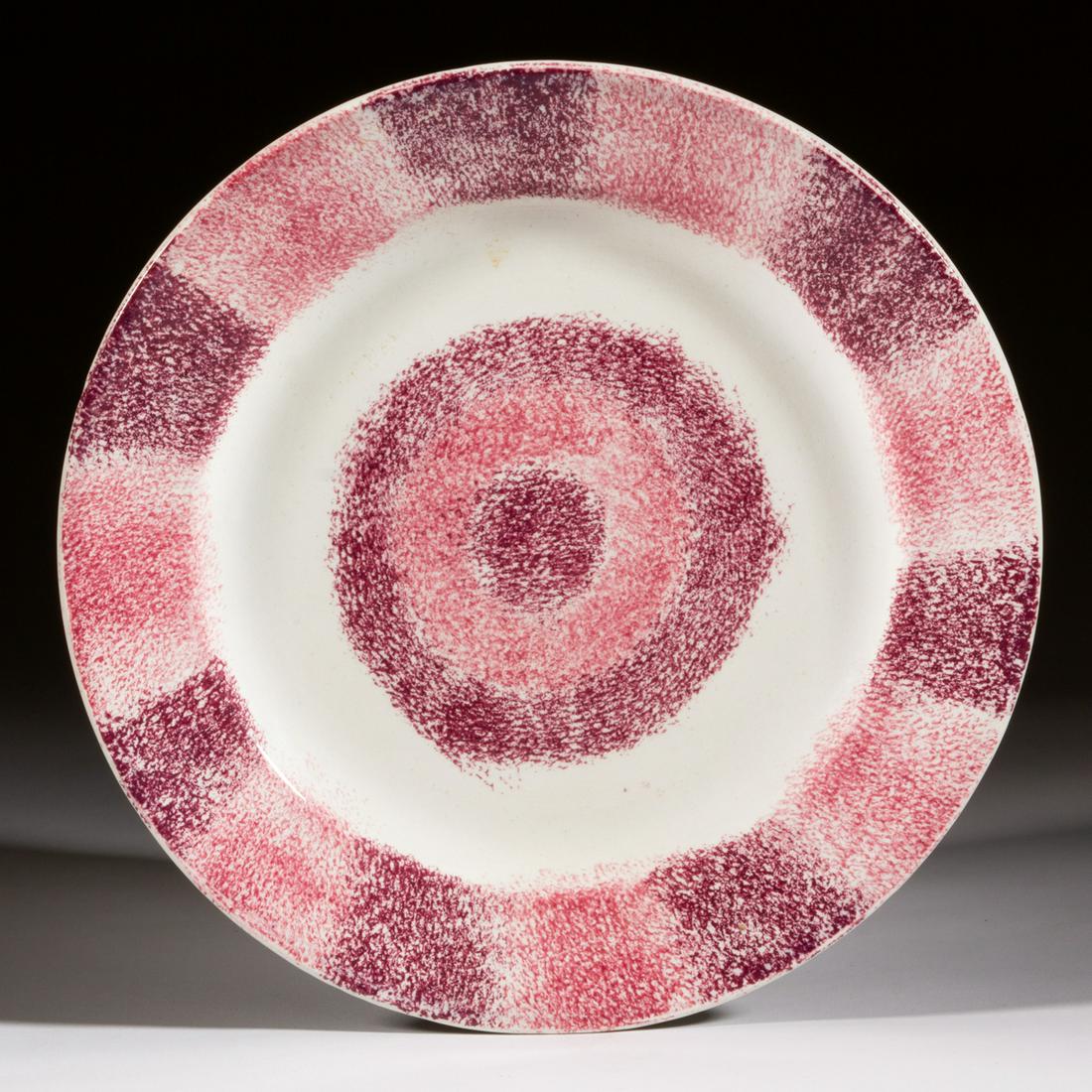 ENGLISH SPATTERWARE RAINBOW BULL'S-EYE CERAMIC PLATE (1 of 2)