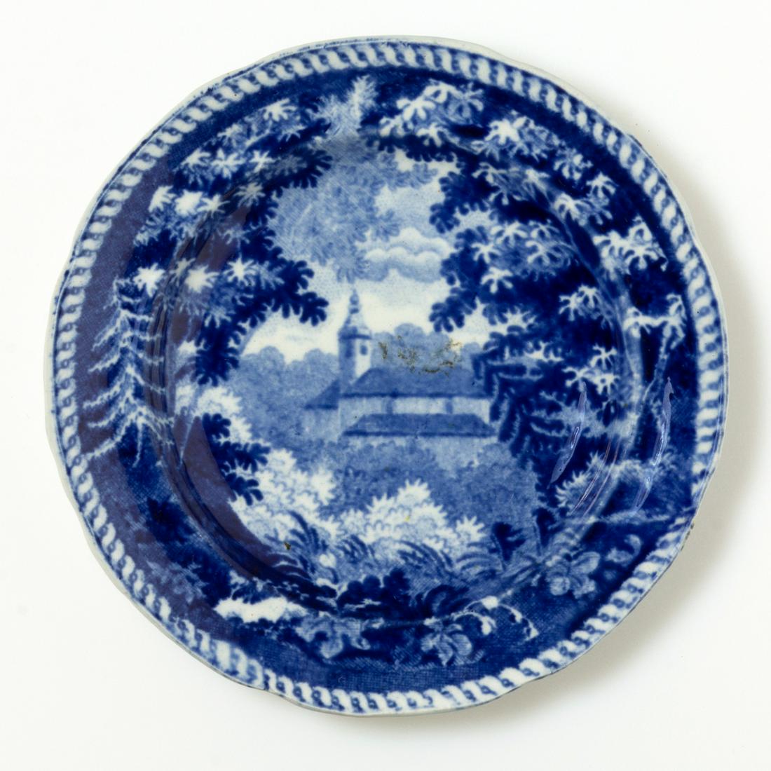 STAFFORDSHIRE TRANSFER-PRINTED CERAMIC CUP PLATES, LOT (1 of 6)