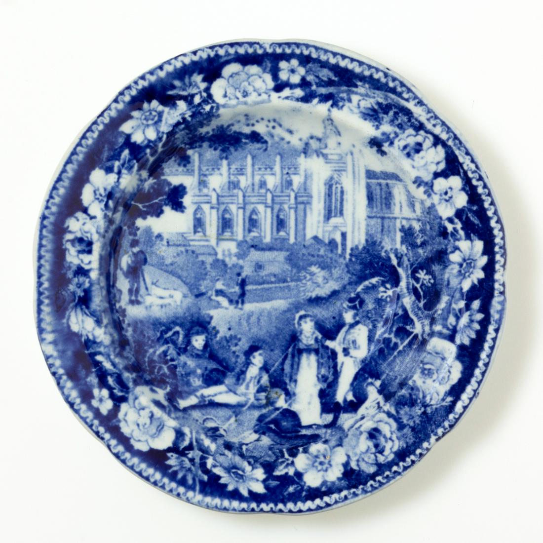 STAFFORDSHIRE TRANSFER-PRINTED CERAMIC CUP PLATES, LOT (1 of 4)