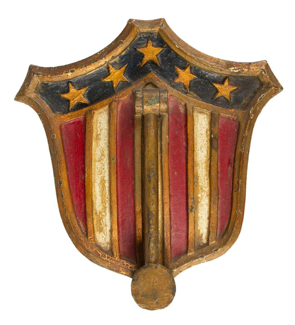 AMERICAN FOLK ART PAINT-DECORATED CAST-BRONZE PATRIOTIC (1 of 2)