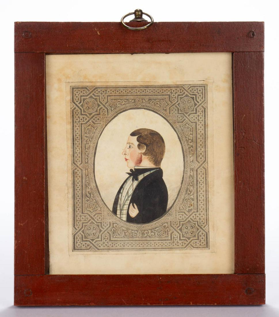 AMERICAN SCHOOL (19TH CENTURY) FOLK ART MINIATURE (1 of 3)