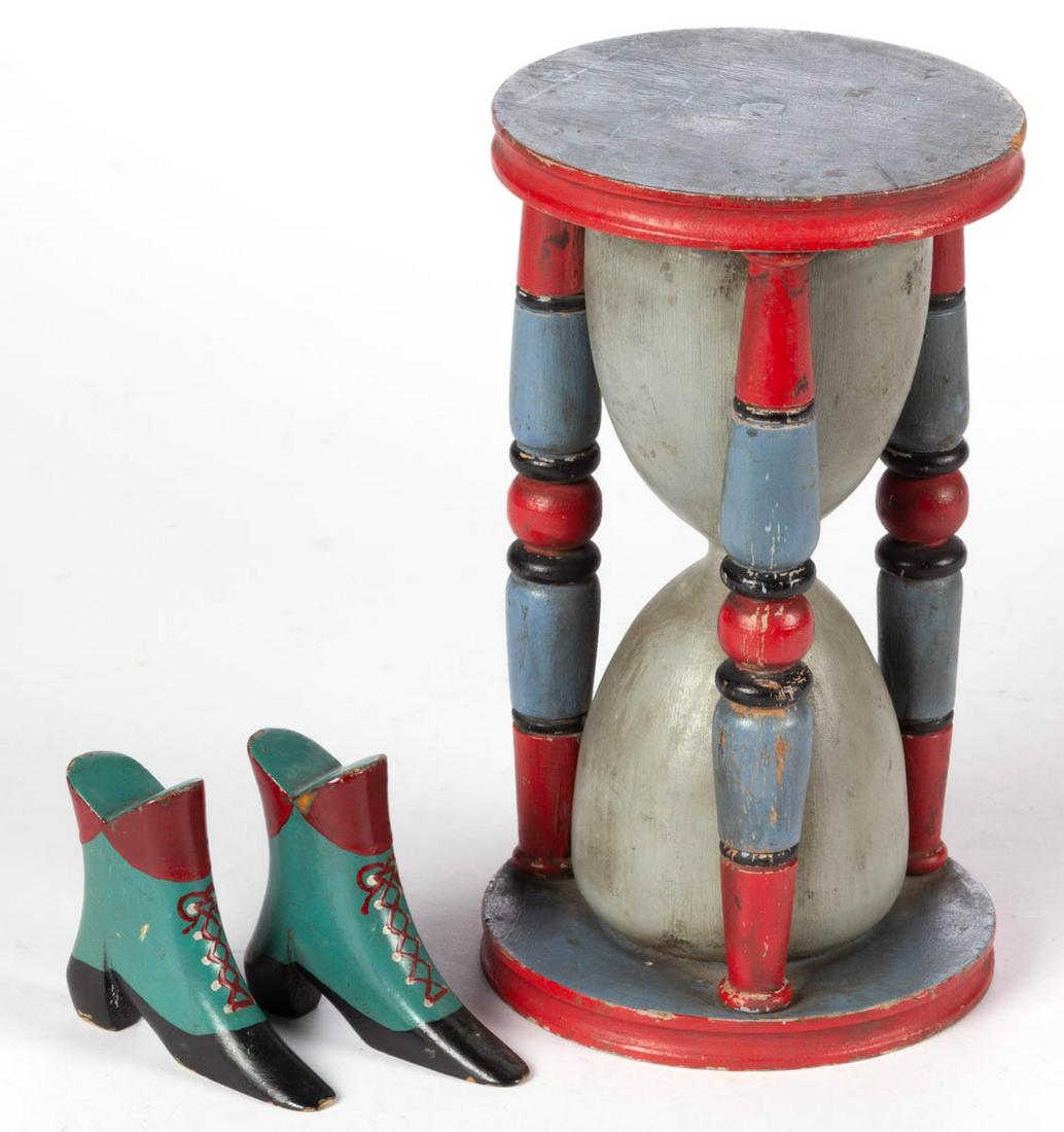 AMERICAN PAINT-DECORATED FOLK ART FIGURAL CARVINGS, LOT (1 of 2)