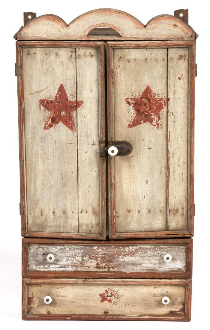 PENNSYLVANIA FOLK ART PAINT-DECORATED HANGING CABINET (1 of 6)