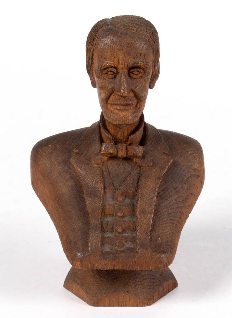 AMERICAN FOLK ART CARVED OAK BUST OF ABRAHAM LINCOLN (1 of 5)