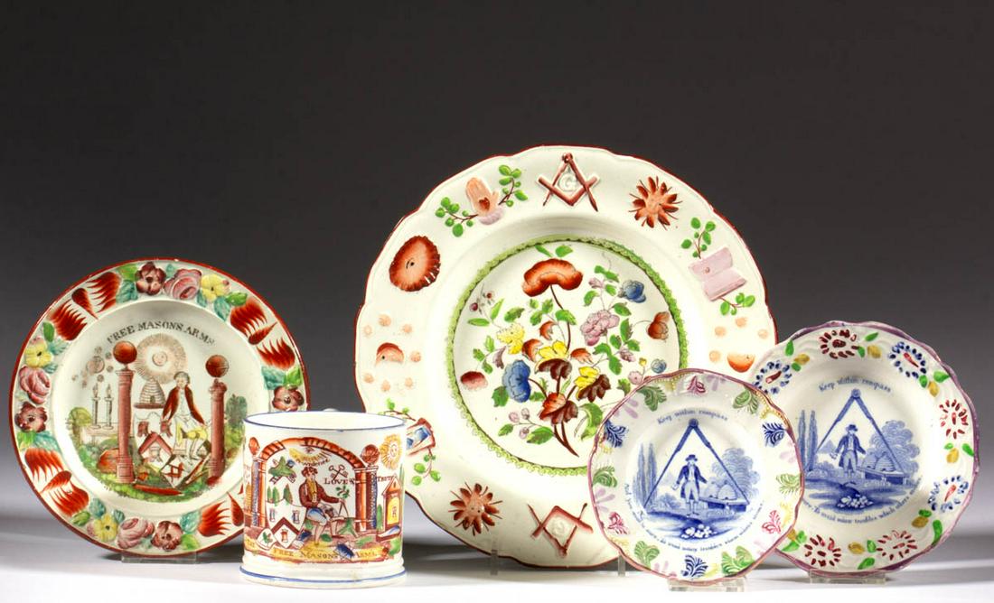 BRITISH TRANSFER-PRINTED FRATERNAL ORDER MOTIF CERAMIC (1 of 1)