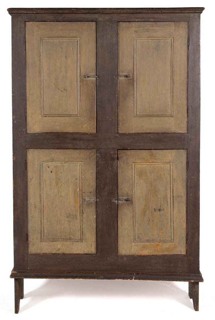 NEW ENGLAND / CANADIAN PAINTED PINE FLATWALL CUPBOARD (1 of 8)