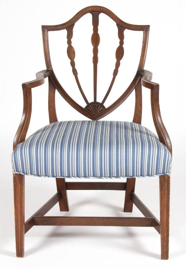 NEW ENGLAND FEDERAL CARVED MAHOGANY ARMCHAIR (1 of 10)