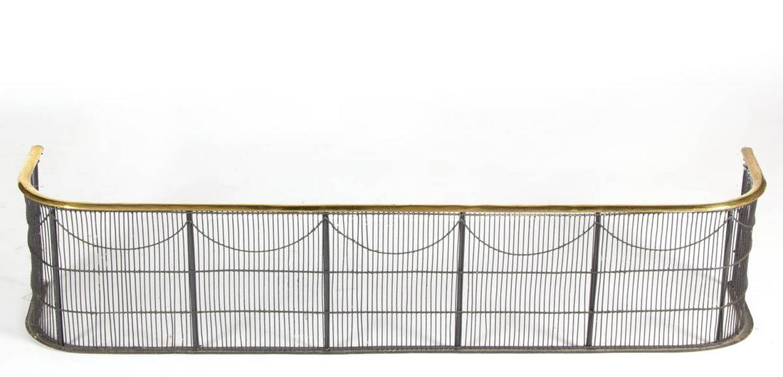 AMERICAN FEDERAL BRASS AND IRON FIREPLACE FENDER (1 of 1)