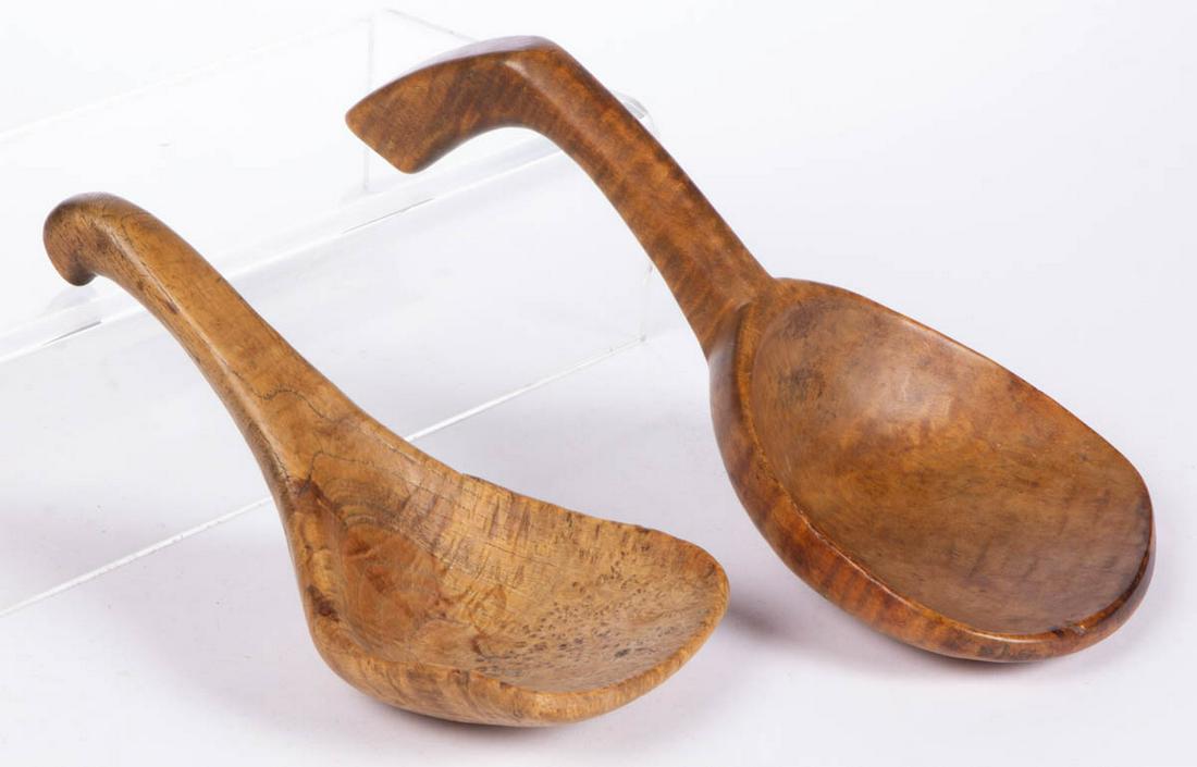 AMERICAN CARVED TREENWARE BUTTER PADDLES, LOT OF TWO (1 of 3)