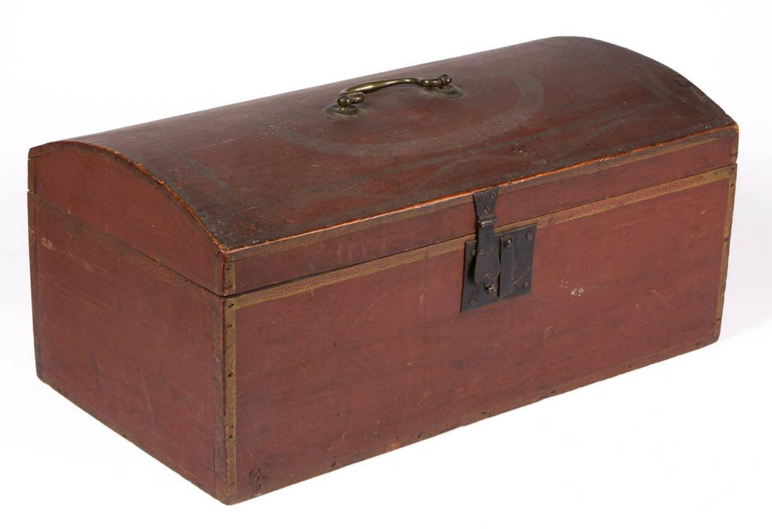 NEW ENGLAND PAINT-DECORATED PINE AND POPLAR DOME-TOP (1 of 5)