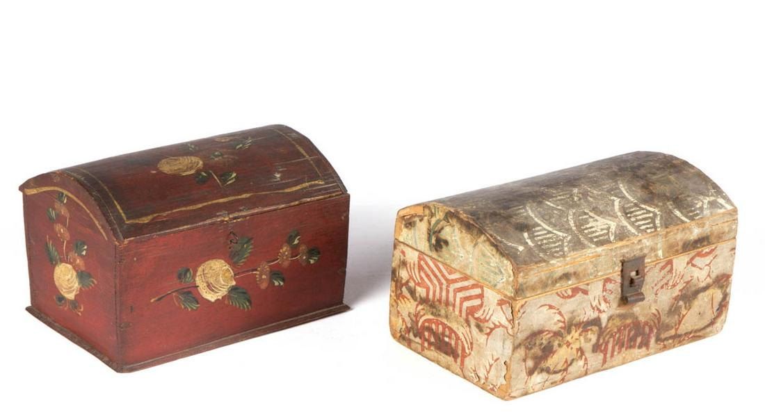 ASSORTED DECORATED DOME-TOP BOXES, LOT OF TWO (1 of 11)