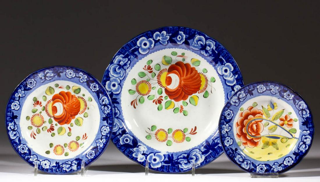ENGLISH STAFFORDSHIRE / GAUDY DUTCH CERAMIC PLATES, LOT (1 of 5)