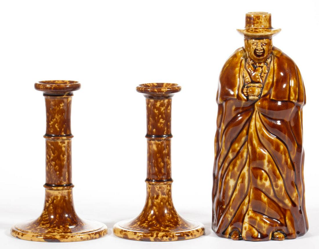 AMERICAN BENNINGTON ROCKINGHAM-GLAZE POTTERY ARTICLES, (1 of 3)