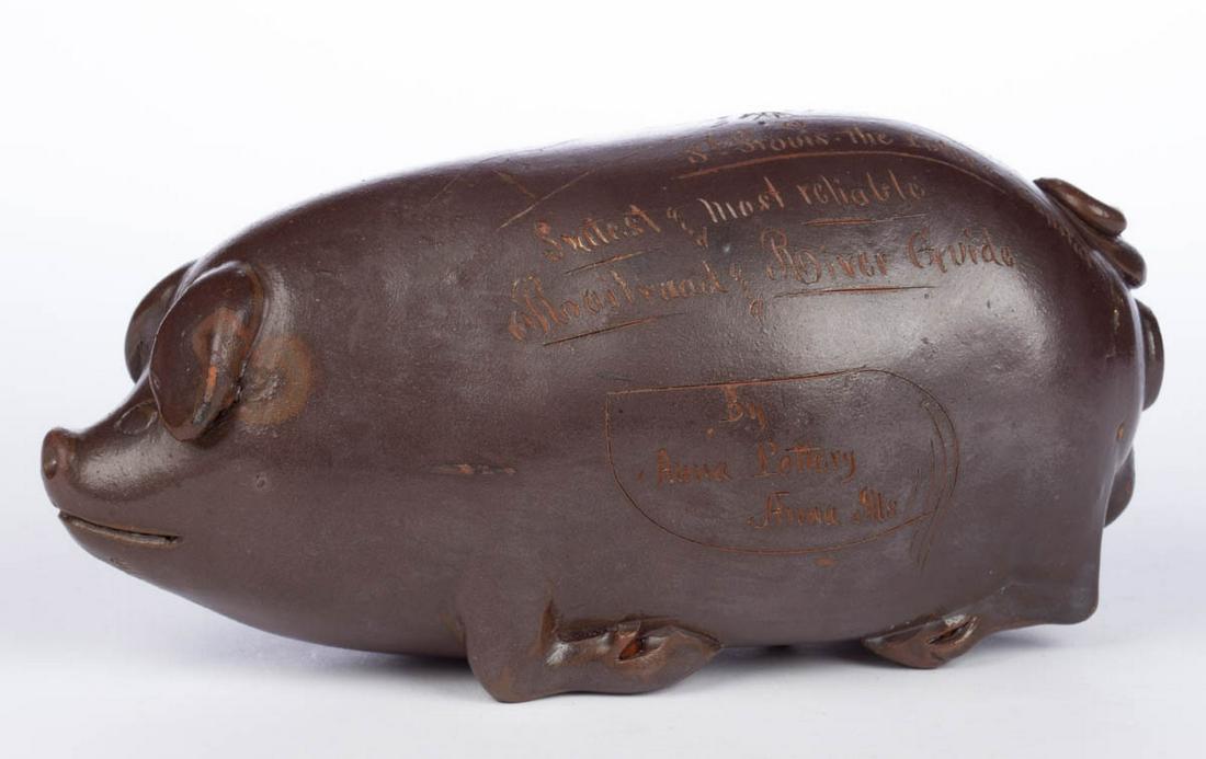 ANNA POTTERY, ANNA, ILLINOIS STONEWARE PIG FLASK (1 of 6)
