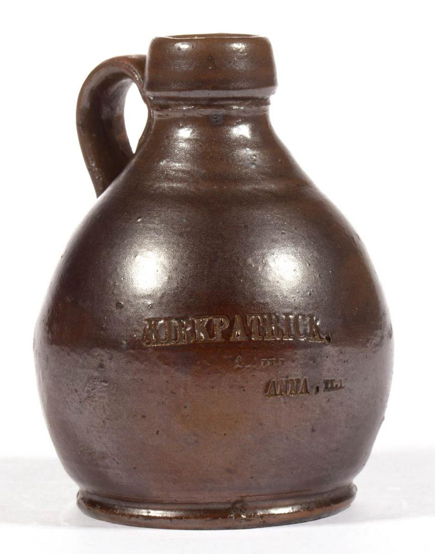 ANNA POTTERY, ANNA, ILLINOIS STONEWARE LITTLE BROWN JUG (1 of 3)