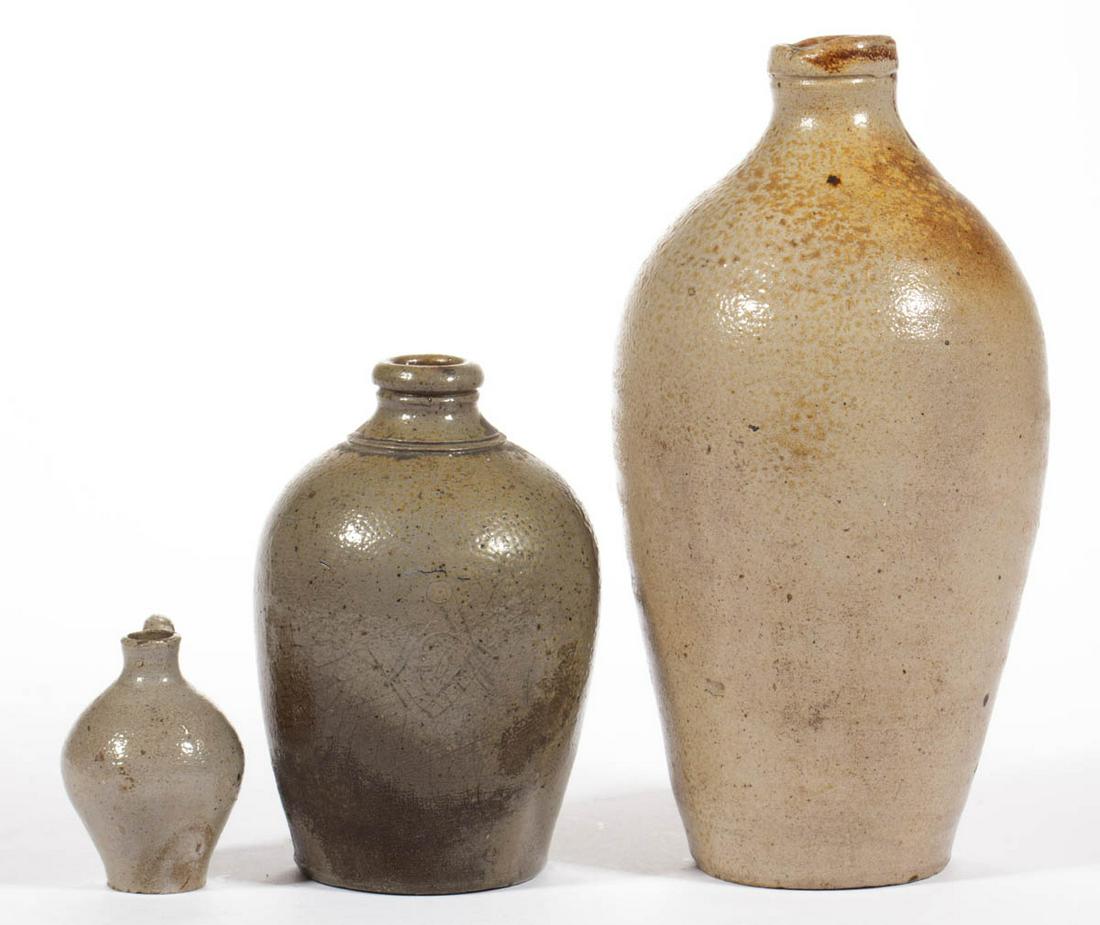 AMERICAN STONEWARE DIMINUTIVE JUGS, LOT OF THREE (1 of 7)