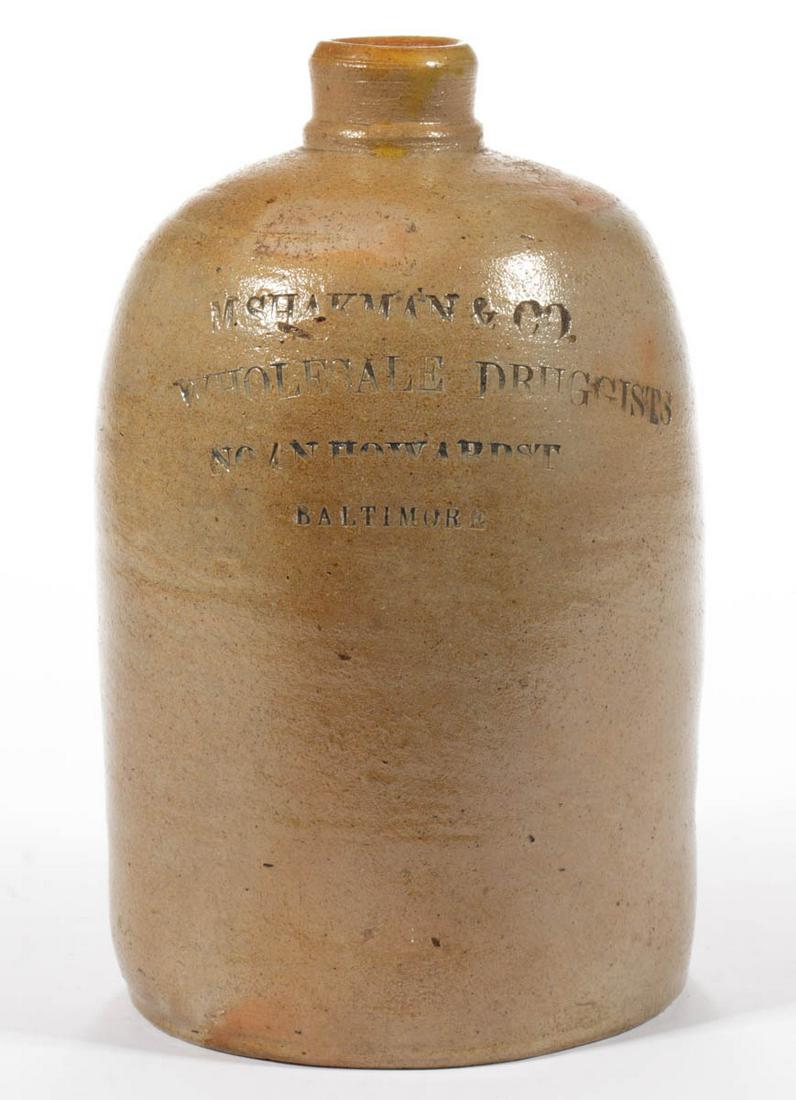 BALTIMORE, MARYLAND MERCHANT'S STAMPED STONEWARE JUG (1 of 4)