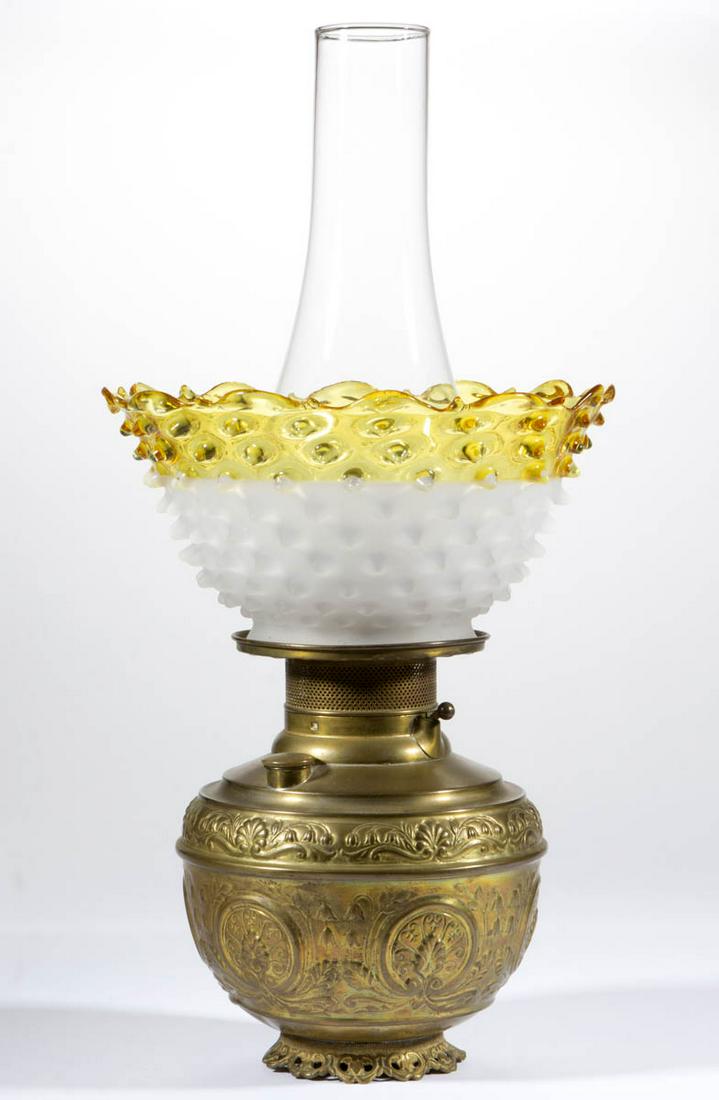 "THE ROCHESTER" EMBOSSED BRASS KEROSENE LAMP (1 of 1)