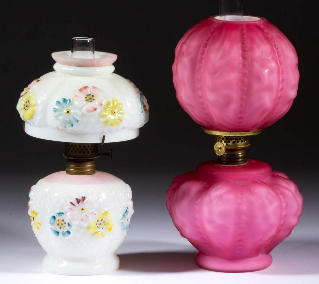 ASSORTED GLASS KEROSENE MINIATURE LAMPS, LOT OF TWO (1 of 1)