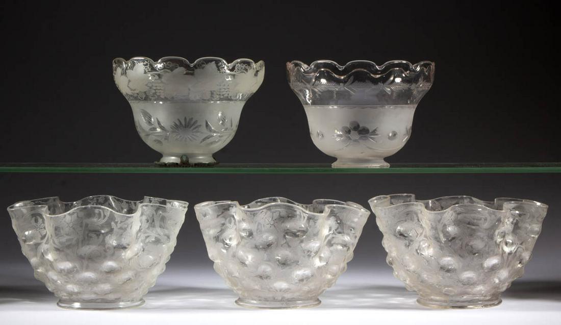 ASSORTED ACID-ETCHED AND ENGRAVED GLASS GAS LAMP (1 of 2)