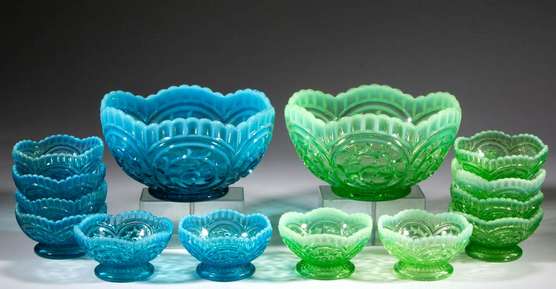 CIRCLED SCROLL SEVEN-PIECE BERRY SETS, LOT OF TWO (1 of 1)