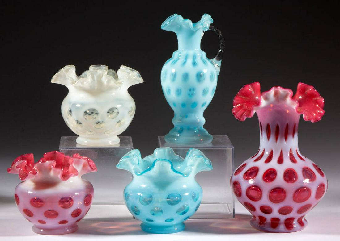 FENTON ATTRIBUTED POLKA DOT OPALESCENT GLASS ARTICLES, (1 of 1)