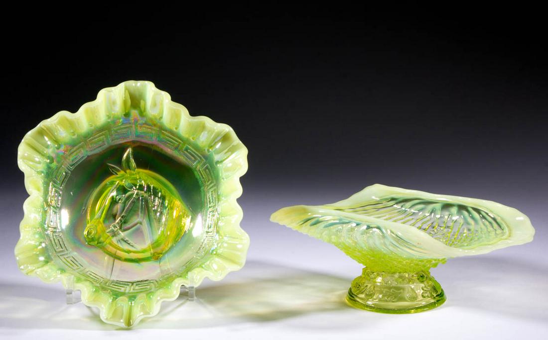 ASSORTED PRESSED OPALESCENT GLASS ARTICLES, LOT OF TWO (1 of 1)