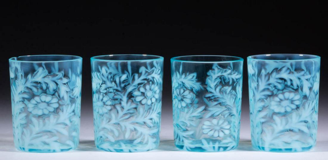 BLOWN DAISY AND FERN OPALESCENT GLASS TUMBLERS, LOT OF (1 of 1)