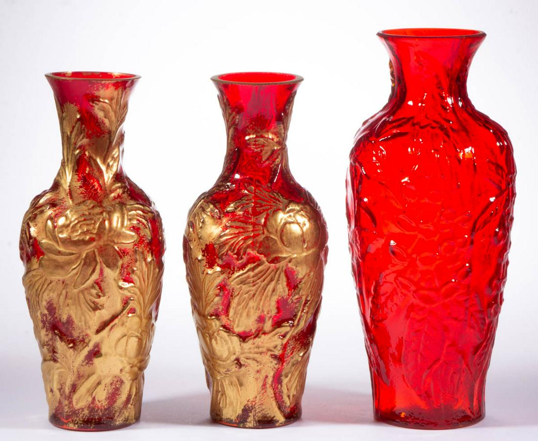PHOENIX-CONSOLIDATED ART GLASS VASES, LOT OF THREE (1 of 1)
