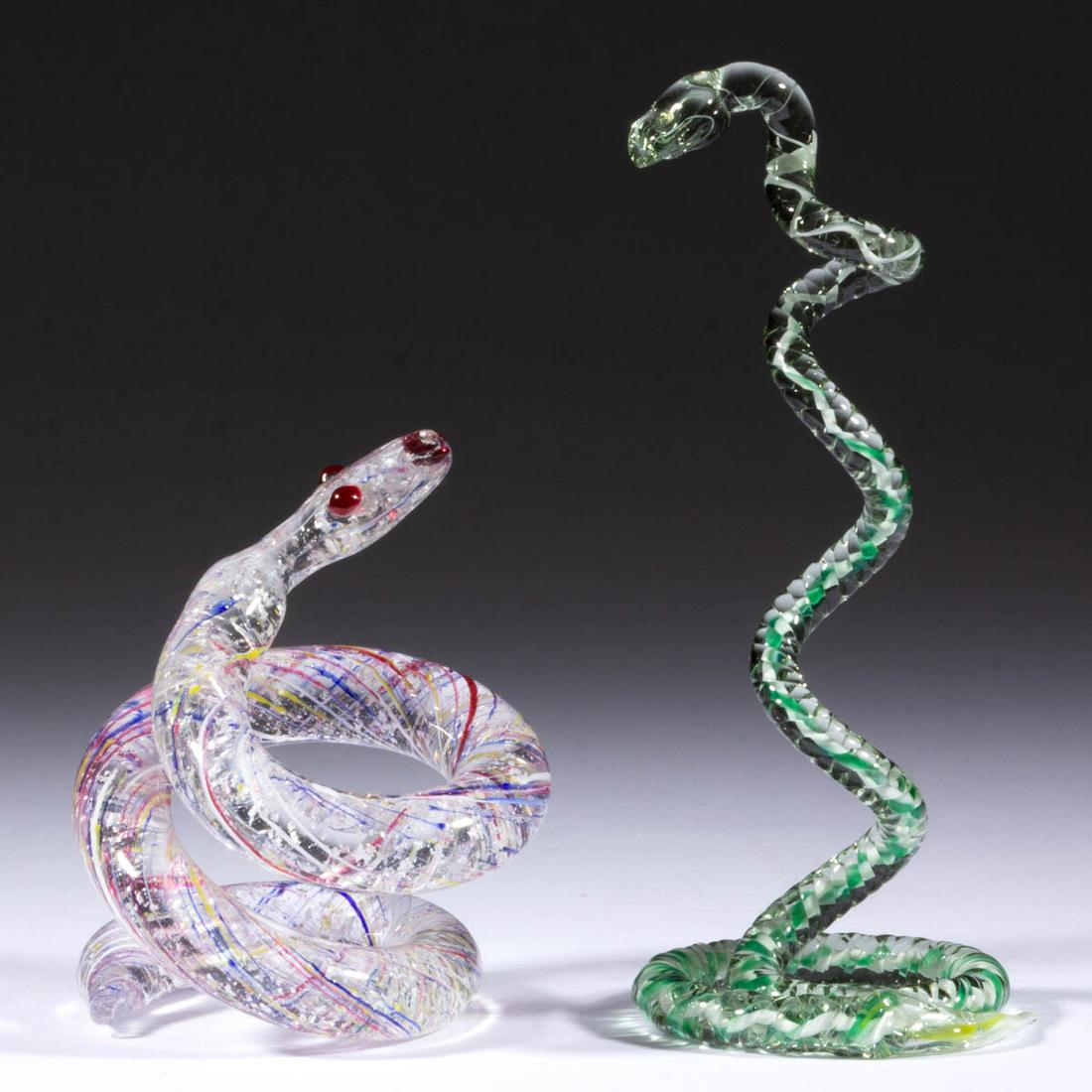 ASSORTED SWIRLED GLASS WHIMSY SNAKES, LOT OF TWO (1 of 1)