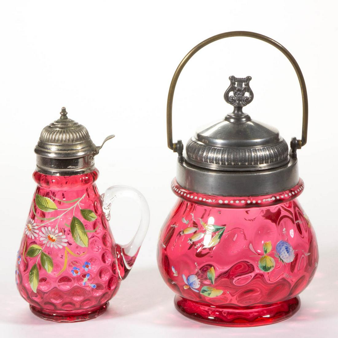 ASSORTED VICTORIAN SPOT-OPTIC ENAMEL-DECORATED GLASS (1 of 1)