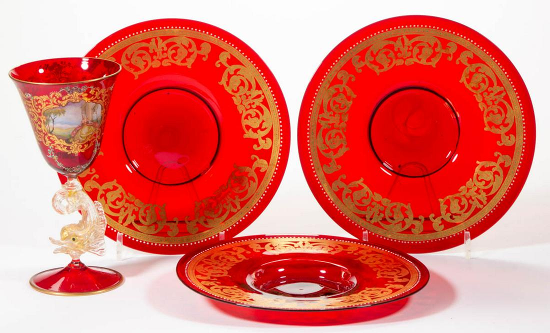 ASSORTED ITALIAN / MURANO GLASS ARTICLES, LOT OF FOUR (1 of 1)