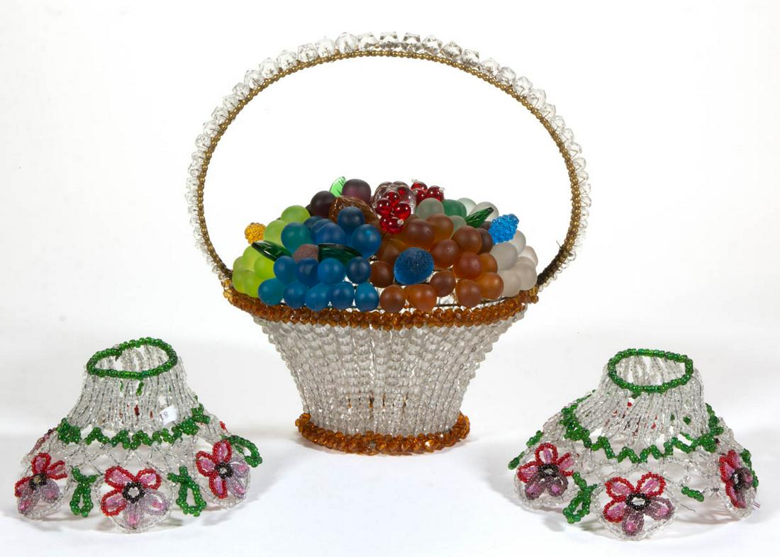 ASSORTED BEADED GLASS ARTICLES, LOT OF FOUR (1 of 1)