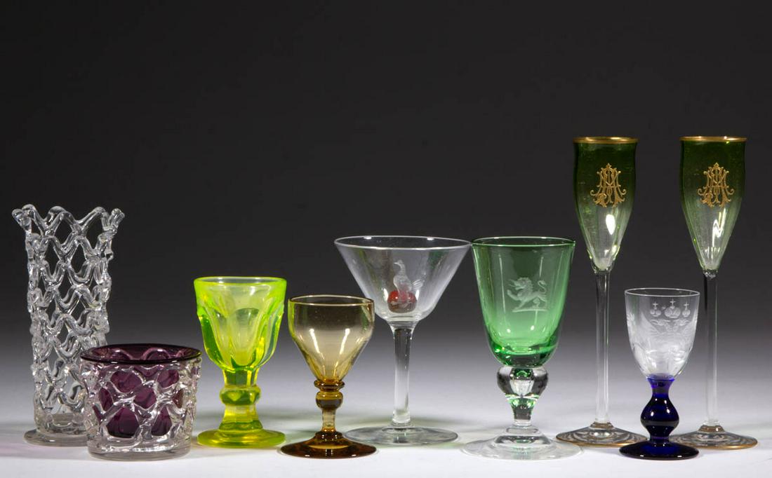 ASSORTED GLASS ARTICLES, LOT OF NINE (1 of 1)