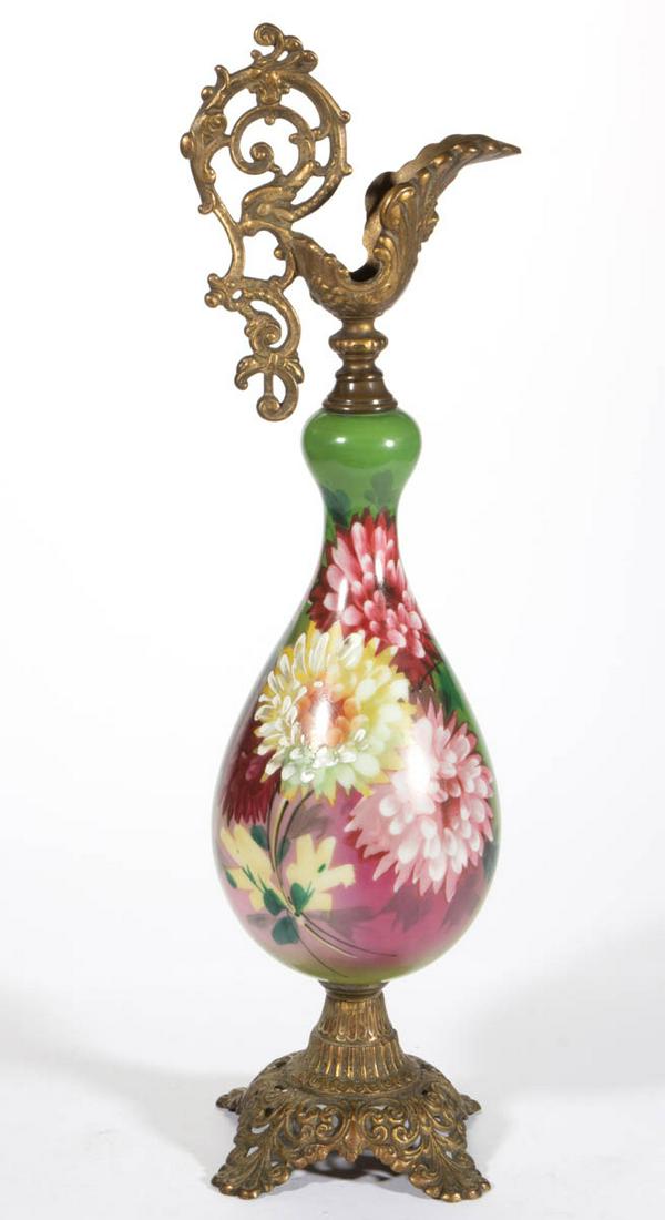 VICTORIAN OPAL DECORATED GLASS LARGE EWER (1 of 2)