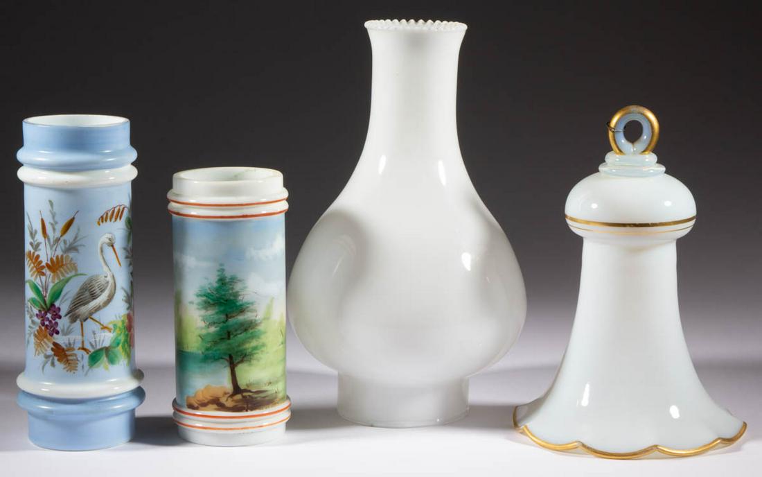 ASSORTED OPAQUE / DECORATED OPAL GLASS ARTICLES, LOT OF (1 of 1)