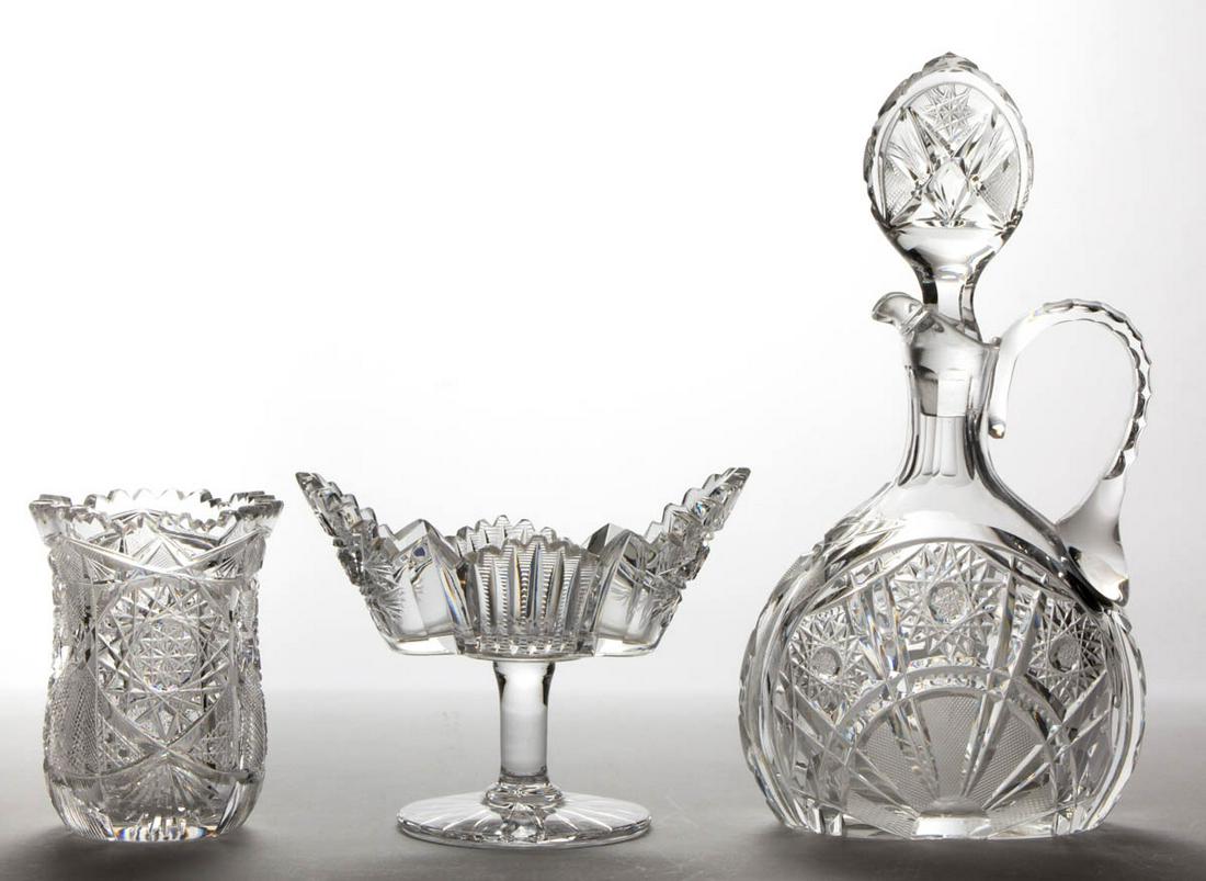 ASSORTED CUT GLASS ARTICLES, LOT OF THREE (1 of 1)