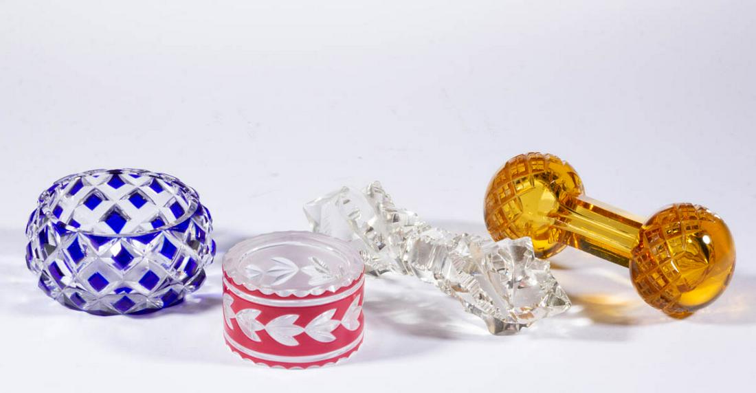 ASSORTED CUT GLASS TABLE ARTICLES, LOT OF FOUR (1 of 1)