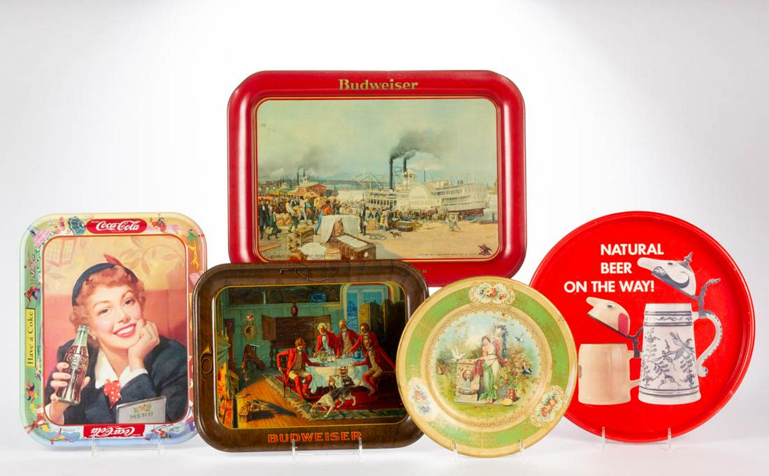 VINTAGE BREWERY ADVERTISING SERVING TRAYS, LOT OF FOUR (1 of 1)