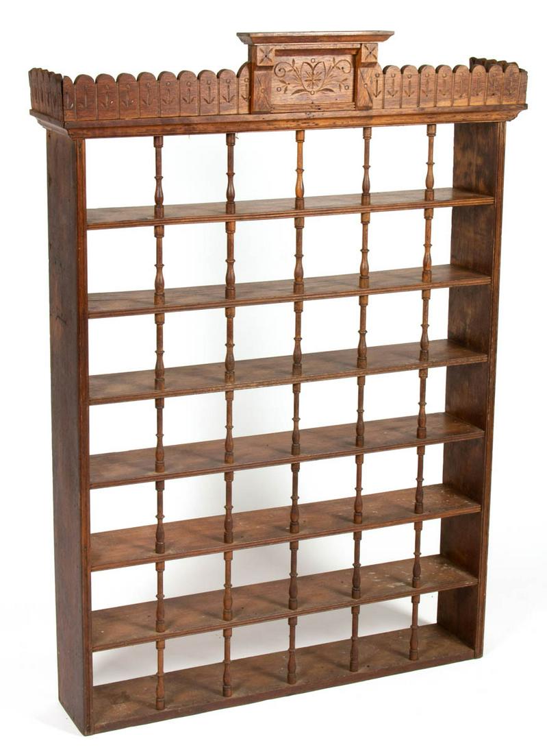 VICTORIAN WALNUT BARBERSHOP SHAVING MUG HANGING RACK (1 of 3)