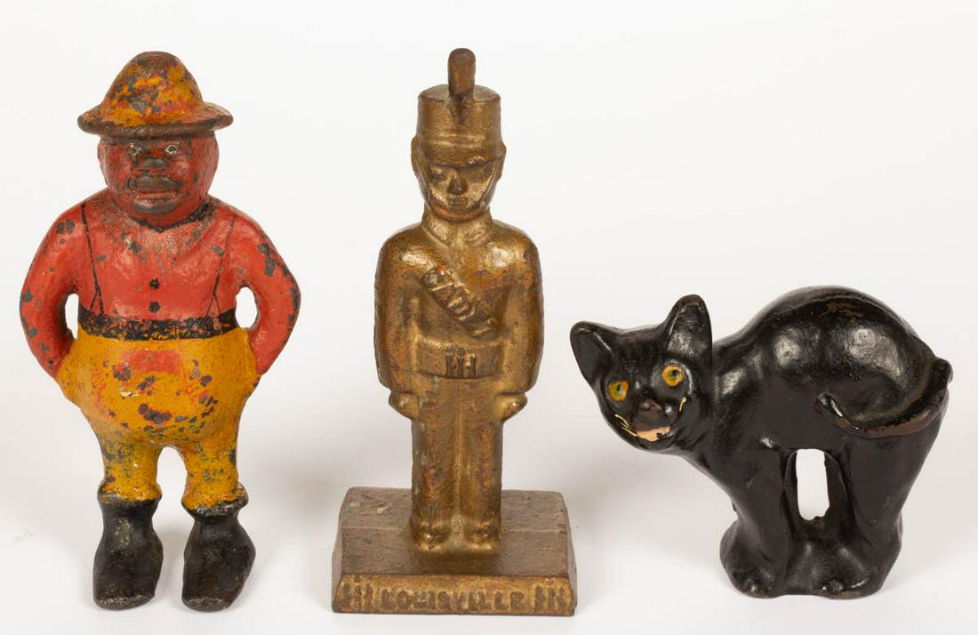 VINTAGE PAINTED CAST-IRON FIGURES, LOT OF THREE (1 of 2)