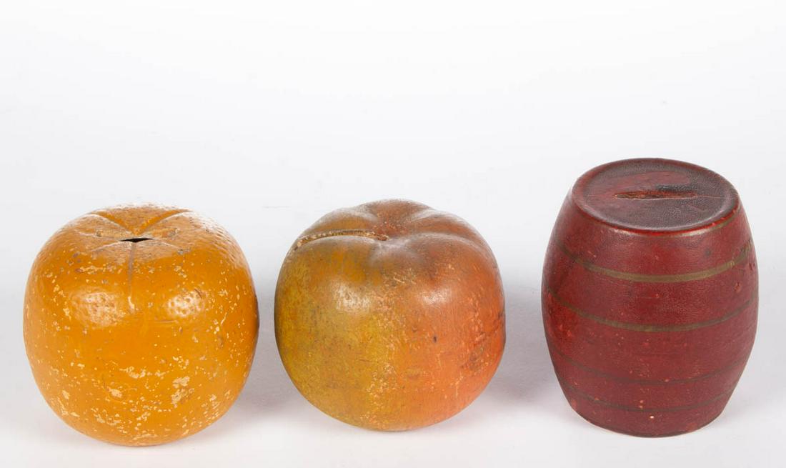 FOLK ART CHALKWARE FIGURAL BANKS, LOT OF THREE (1 of 1)