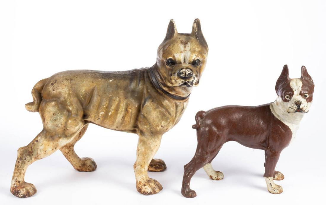 ASSORTED CAST-IRON FIGURAL BOSTON TERRIER DOORSTOPS, (1 of 2)