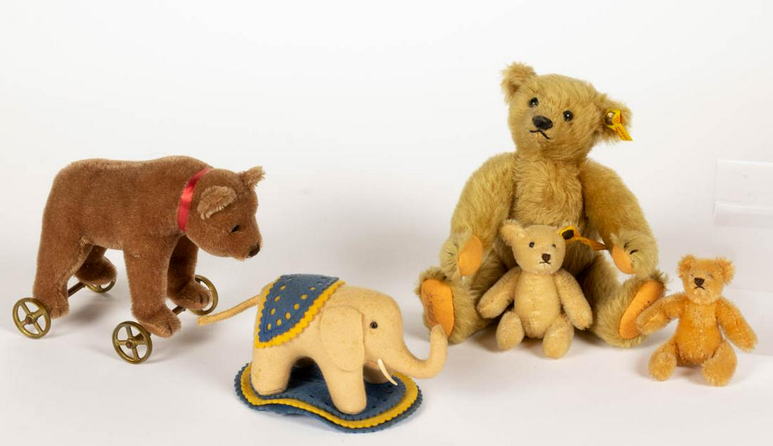 VINTAGE STEIFF DIMINUTIVE STUFFED ANIMALS, LOT OF FIVE (1 of 1)