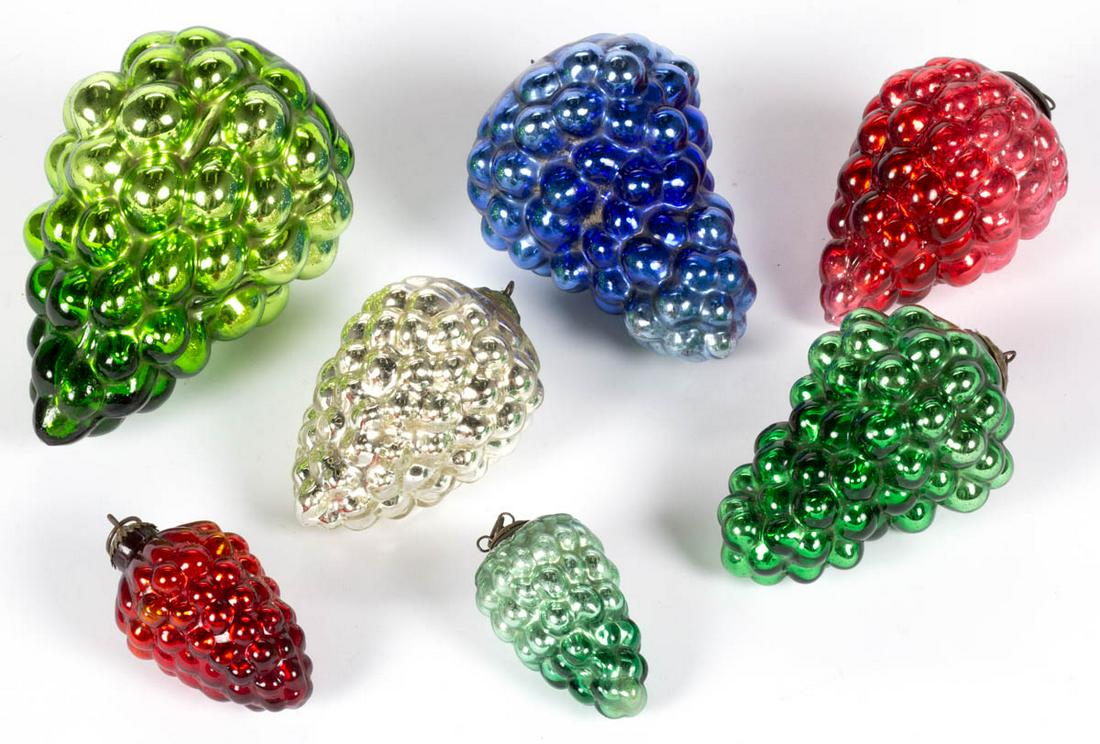 ANTIQUE GERMAN KUGEL GLASS CHRISTMAS ORNAMENTS, LOT OF (1 of 2)